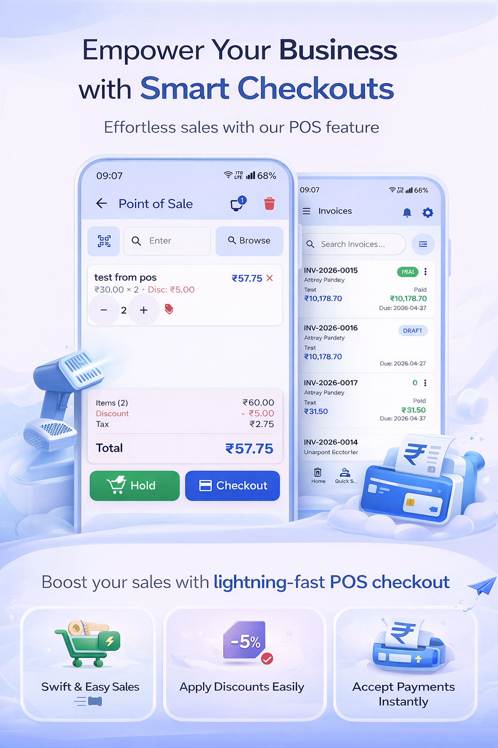 POS and checkout screenshots